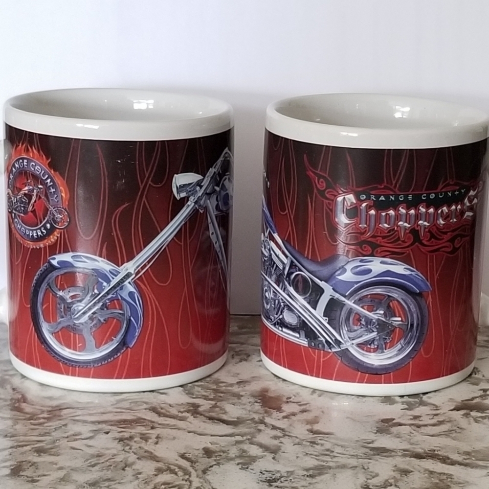 2004 Orange County Choppers Motorcycle Biker's Mug, set of 2